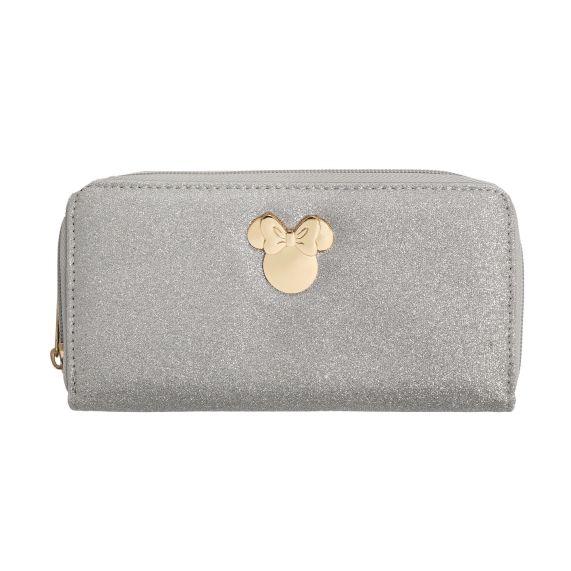 Minnie Mouse Silver Glitter Zip Wallet