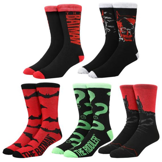 The Batman Riddler Vs Batman Five Pack Casual Crew Socks