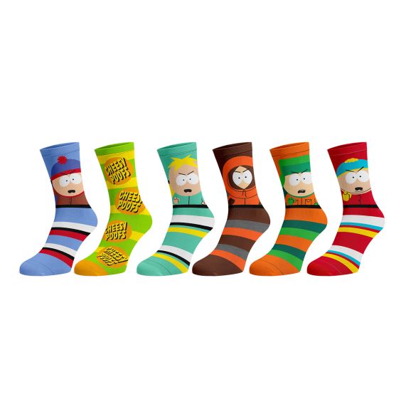 South Park Characters 6 Pack Crew Socks