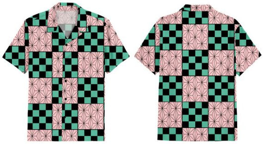 Demon Slayer - Button Up Tanjiro Nezuko toss print