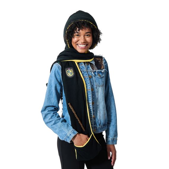 HARRY POTTER - Hufflepuff Snood Hooded Scarf With Wand Holder