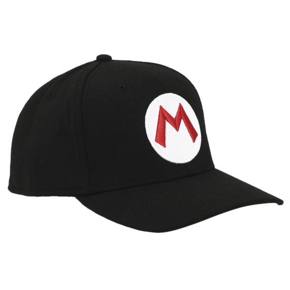Super Mario Brothers Mario Embroidered Symbol Black Snapback Hat