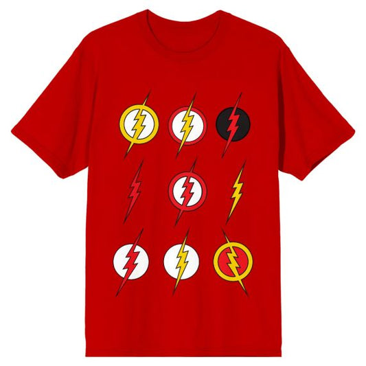 DC COMICS - FLASH - Nine Different Logos Men's Red Tee