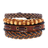 Retro Beaded Leather Bracelet (brown)