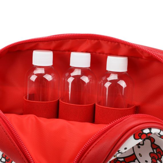 HELLO KITTY - Dual Compartment Cosmetic Bag With 3 Plastic Travel Bottle