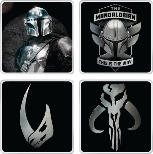 Star Wars The Mandalorian Mudhorn & Characters 4 Piece Ceramic Coaster Set