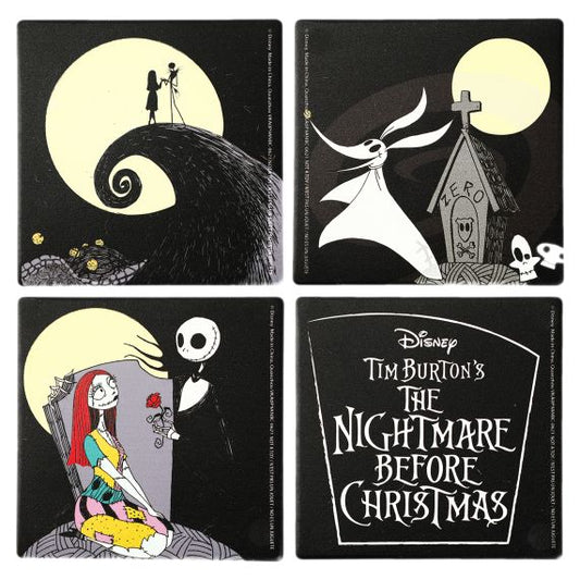 The Nightmare Before Christmas Jack Sally Zero 4 Piece Coaster Set