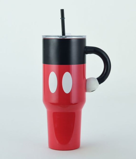Disney -Mickey Mouse 40 Oz Stainless Steel Tumbler With Straw & Sculpted Handle